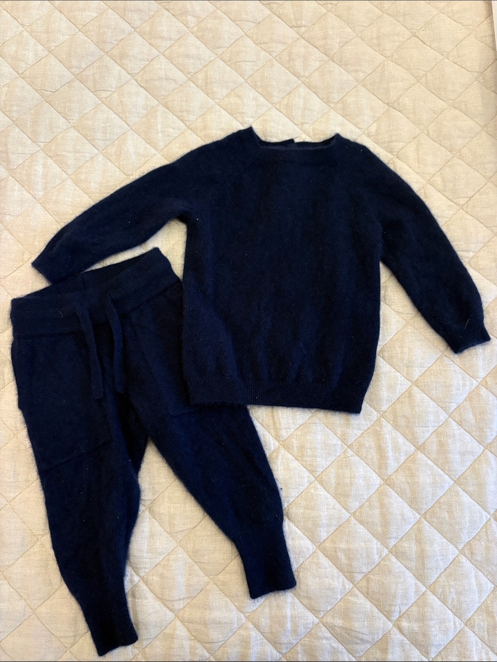 Quince 100% Cashmere Navy Crewneck Sweater Set (6-9M)